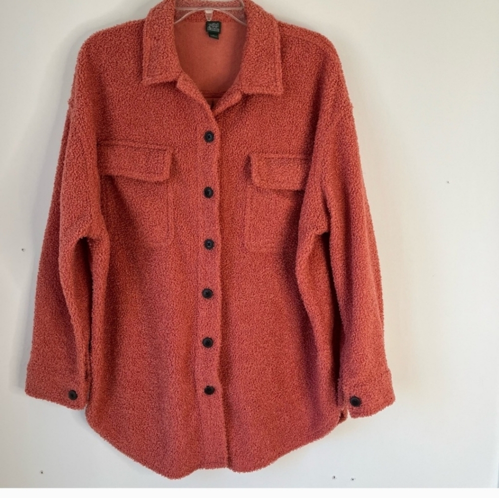 ⚡️Wild Fable Salmon Pink Teddy Loop Fleece Button Front Jacket